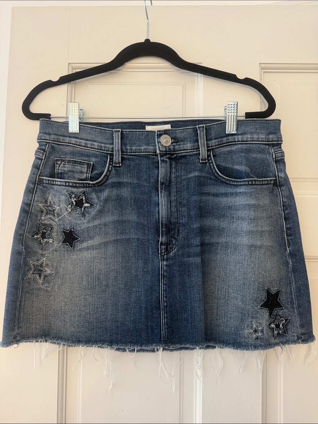 Hudson Jeans Denim Mini Skirt With Star Stitching